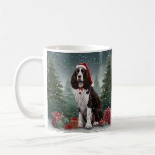 Springer Spaniel Dog in Snow Christmas Coffee Mug