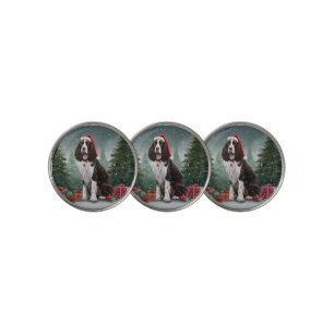 Springer Spaniel Dog in Snow Christmas Golf Ball Marker