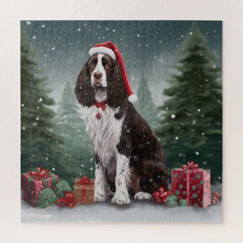 Springer Spaniel Dog in Snow Christmas Jigsaw Puzzle