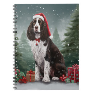 Springer Spaniel Dog in Snow Christmas Notebook