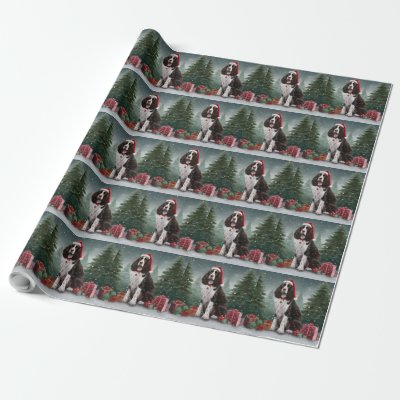 Springer Spaniel Dog in Snow Christmas Wrapping Paper