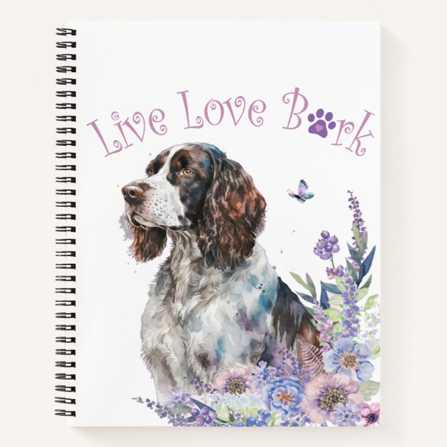 Springer Spaniel Dog Mom Floral Notebook (Front)