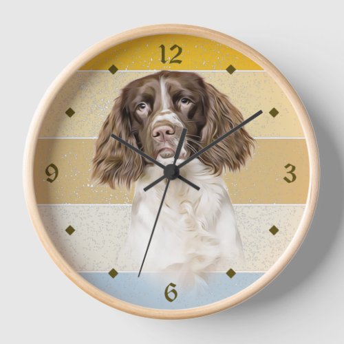 Springer Spaniel Dog Retro Sunset Clock
