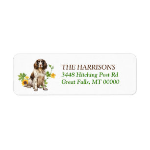 Springer Spaniel Dog Sunflower Wreath Label