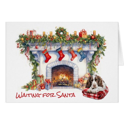 Springer Spaniel Dog Wait for Santa Fireplace