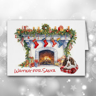 Springer Spaniel Dog Wait for Santa Fireplace Cards