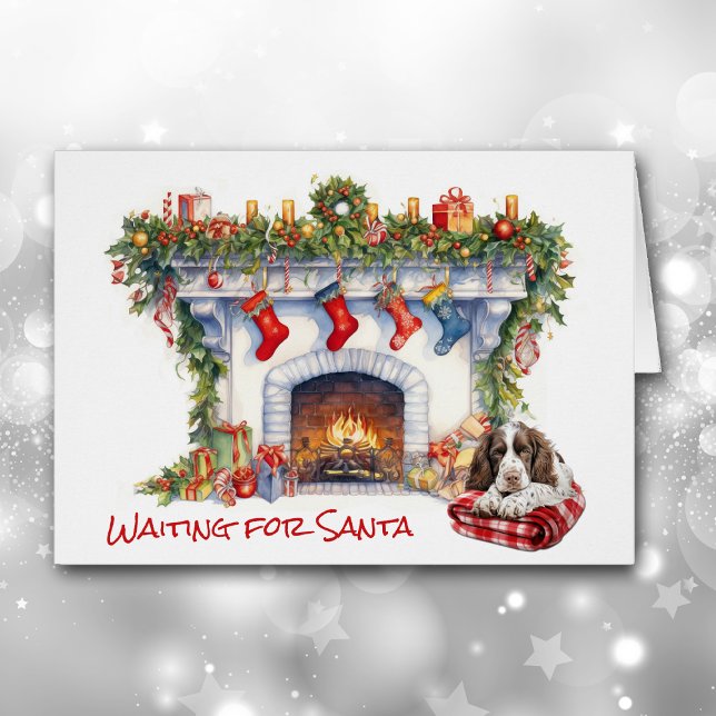 Springer Spaniel Dog Wait for Santa Fireplace Cards (Creator Uploaded)