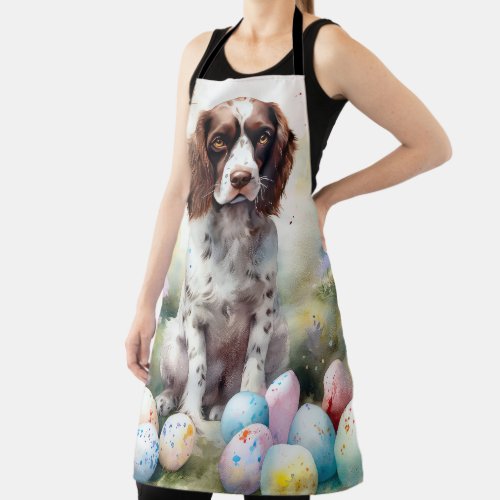 Springer Spaniel Dog with Easter Eggs Holiday Apron
