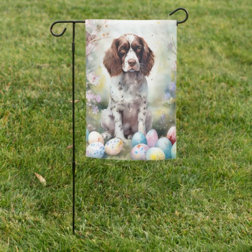 Springer Spaniel Dog with Easter Eggs Holiday Garden Flag