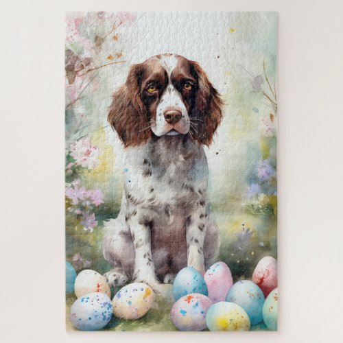 Springer Spaniel Dog with Easter Eggs Holiday Jigsaw Puzzle