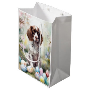 Springer Spaniel Dog with Easter Eggs Holiday Medium Gift Bag