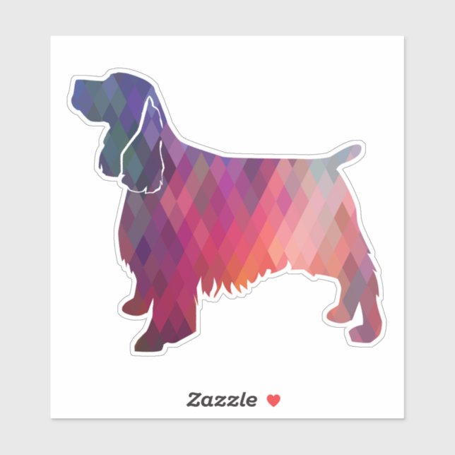 Springer Spaniel Geometric Pattern Silhouette Sticker (Sheet)
