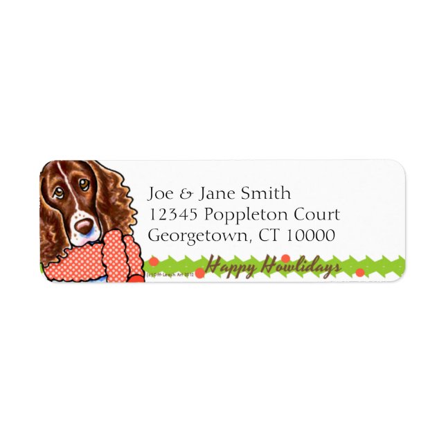 Springer Spaniel Happy Howlidays Label (Front)