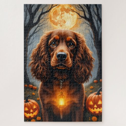 Springer Spaniel Harvest Moon Halloween Portrait A Jigsaw Puzzle