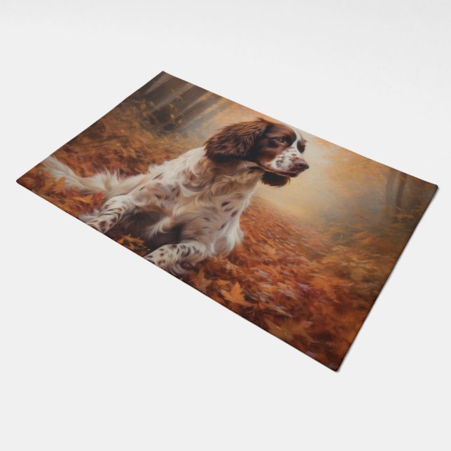 Springer Spaniel in Autumn Leaves Fall Inspire  Doormat (Angled)