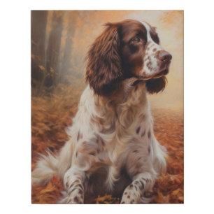 Springer Spaniel in Autumn Leaves Fall Inspire  Faux Canvas Print