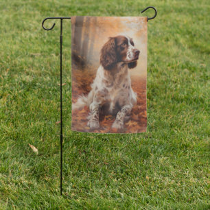 Springer Spaniel in Autumn Leaves Fall Inspire  Garden Flag