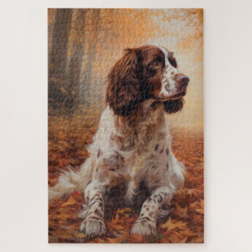 Springer Spaniel in Autumn Leaves Fall Inspire  Jigsaw Puzzle