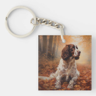 Springer Spaniel in Autumn Leaves Fall Inspire  Keychain