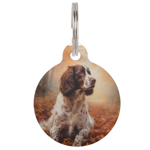 Springer Spaniel in Autumn Leaves Fall Inspire  Pet ID Tag