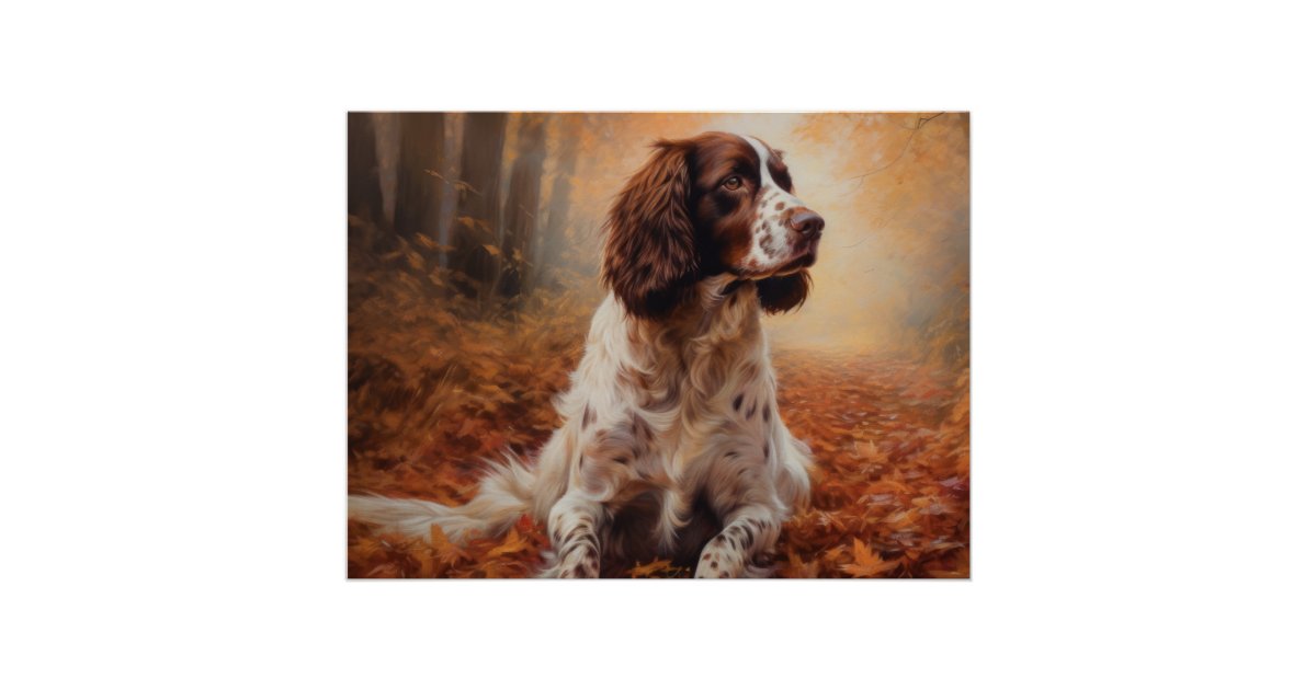 Springer Spaniel in Autumn Leaves Fall Inspire Poster | Zazzle