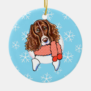 Springer Spaniel Let it Snow Ceramic Ornament
