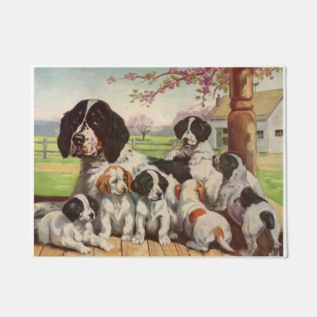 springer spaniel mom and puppies doormat (Front)