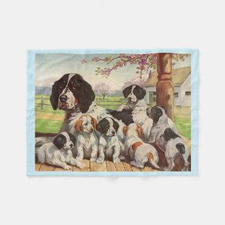 springer spaniel mom and puppies fleece blanket