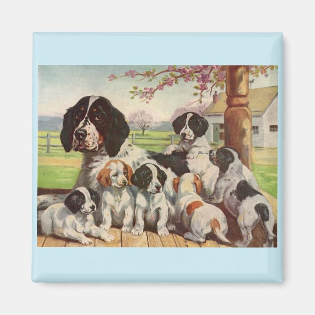 springer spaniel mom and puppies magnet (Front)