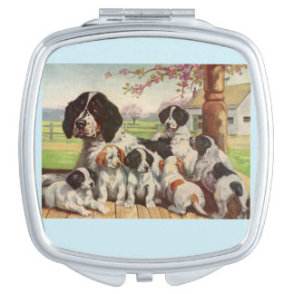 springer spaniel mom and puppies makeup mirror