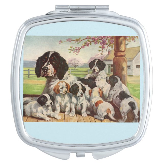 springer spaniel mom and puppies makeup mirror (Front)