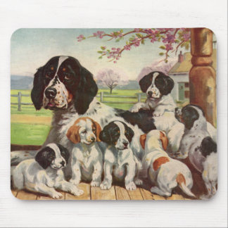Springer spaniel mom and puppies mouse pad