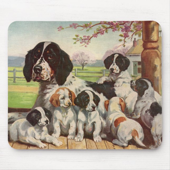 Springer spaniel mom and puppies mouse pad (Front)