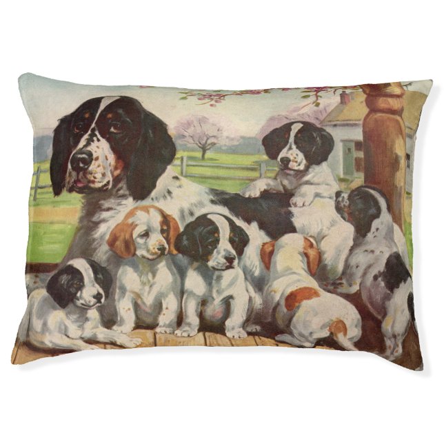Springer spaniel mom and puppies pet bed (Front)