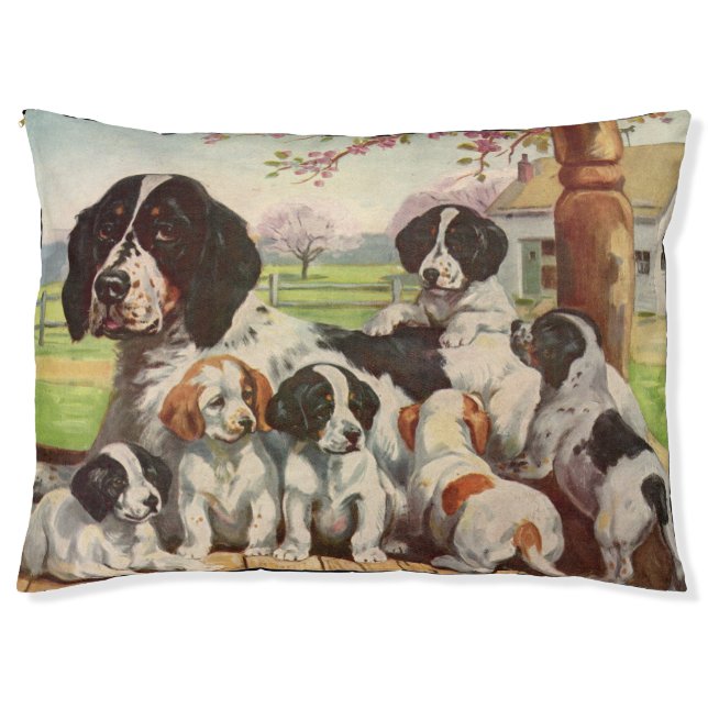 springer spaniel mom and puppies pet bed (Front)