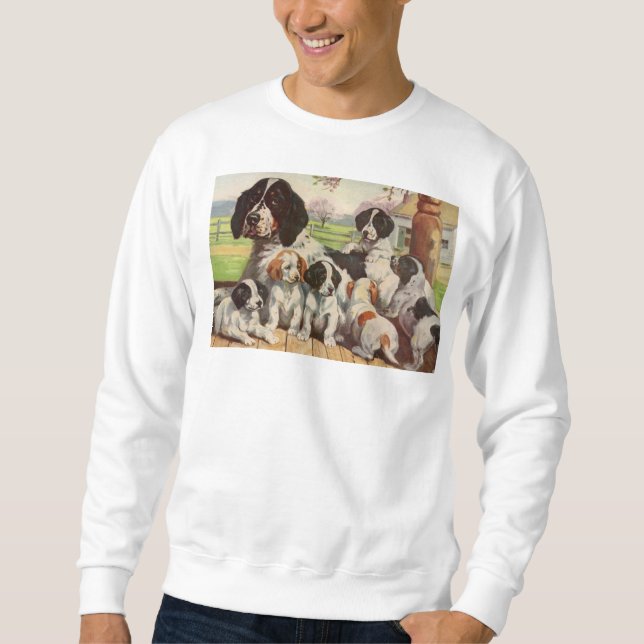 springer spaniel mom and puppies sweatshirt (Front)
