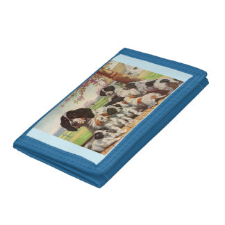 springer spaniel mom and puppies trifold wallet