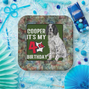 Springer Spaniel Personalized 4th birthday party Paper Plates