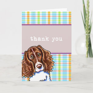 Springer Spaniel Pretty Plaid Thank You Card