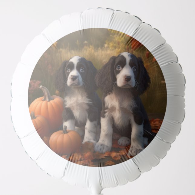 Springer Spaniel Puppy Autumn Delight Pumpkin  Balloon (Front)
