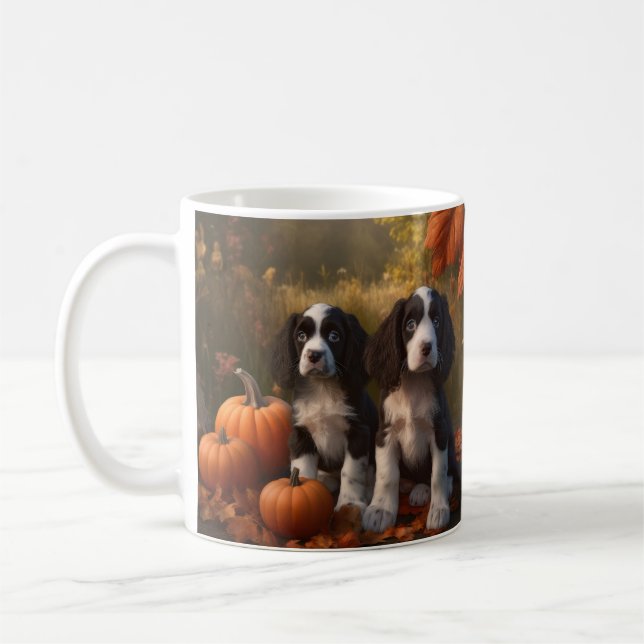 Springer Spaniel Puppy Autumn Delight Pumpkin  Coffee Mug (Left)