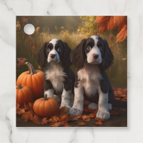 Springer Spaniel Puppy Autumn Delight Pumpkin  Favor Tags