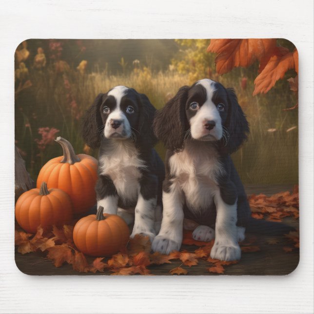 Springer Spaniel Puppy Autumn Delight Pumpkin  Mouse Pad (Front)