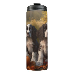 Springer Spaniel Puppy Autumn Delight Pumpkin Thermal Tumbler