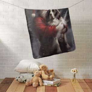 Springer Spaniel Santa Claus Festive Christmas Baby Blanket