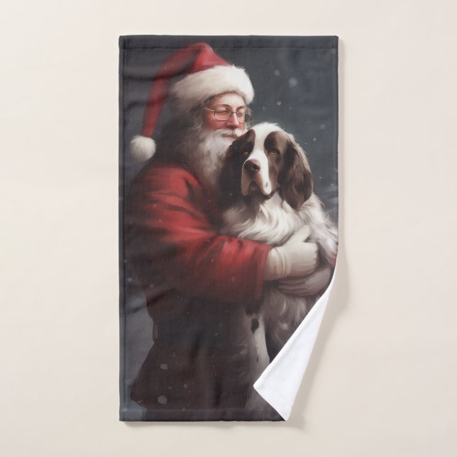 Springer Spaniel Santa Claus Festive Christmas Bath Towel Set (Hand Towel)