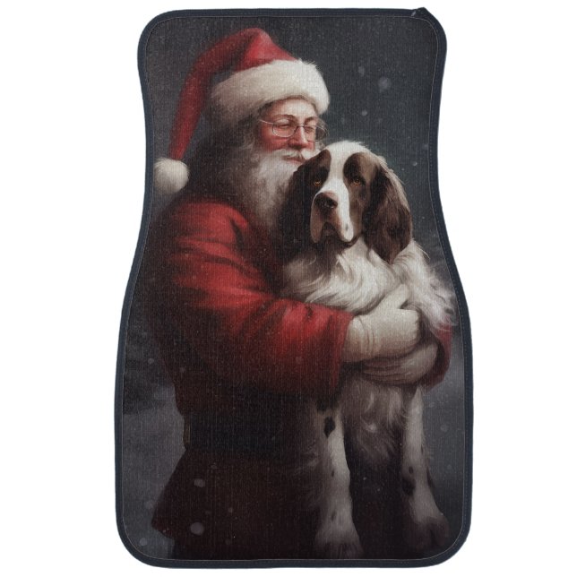 Springer Spaniel Santa Claus Festive Christmas Car Floor Mat (Front)
