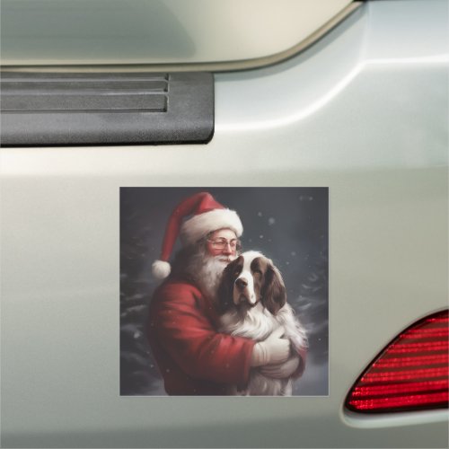 Springer Spaniel Santa Claus Festive Christmas Car Magnet