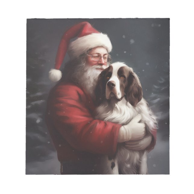 Springer Spaniel Santa Claus Festive Christmas Notepad (Front)