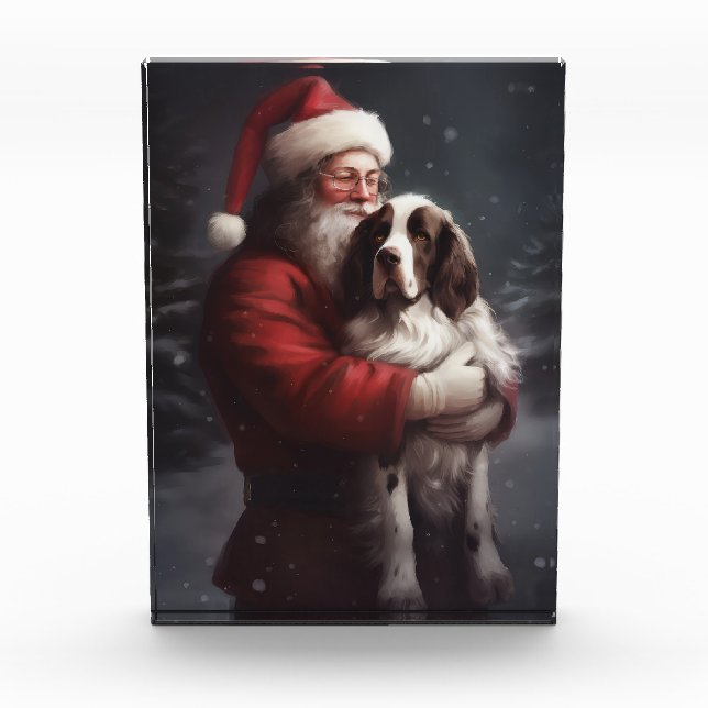 Springer Spaniel Santa Claus Festive Christmas Photo Block (Front)